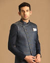 alt message - Manyavar Men Feroze Blue Indo Western Set image number 0