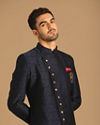 Manyavar Men Sophisticated Feroze Blue Indo Western