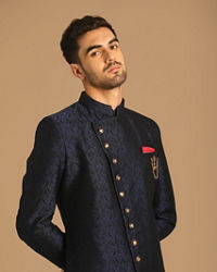 Manyavar Men Sophisticated Feroze Blue Indo Western