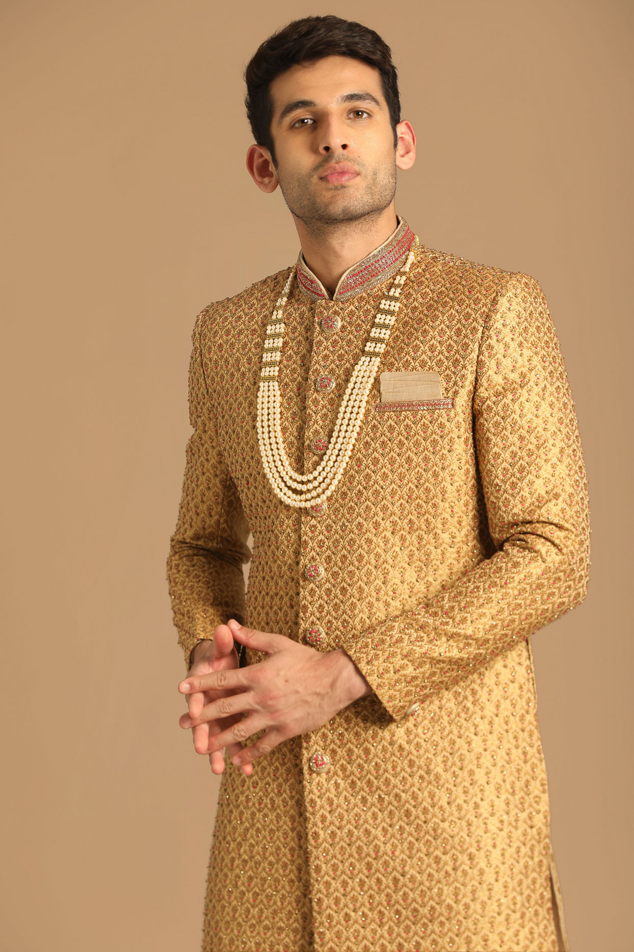 Manyavar Men Classy Fawn Sherwani
