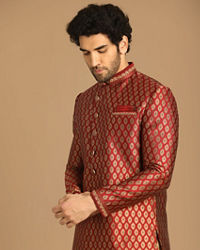 Manyavar Men Modish Maroon Indo Western