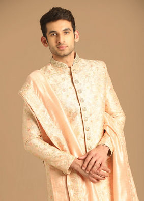 Manyavar Men Timeless Gajaree Sherwani image number 0