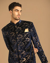 Manyavar Men Modish Blue Indo Western