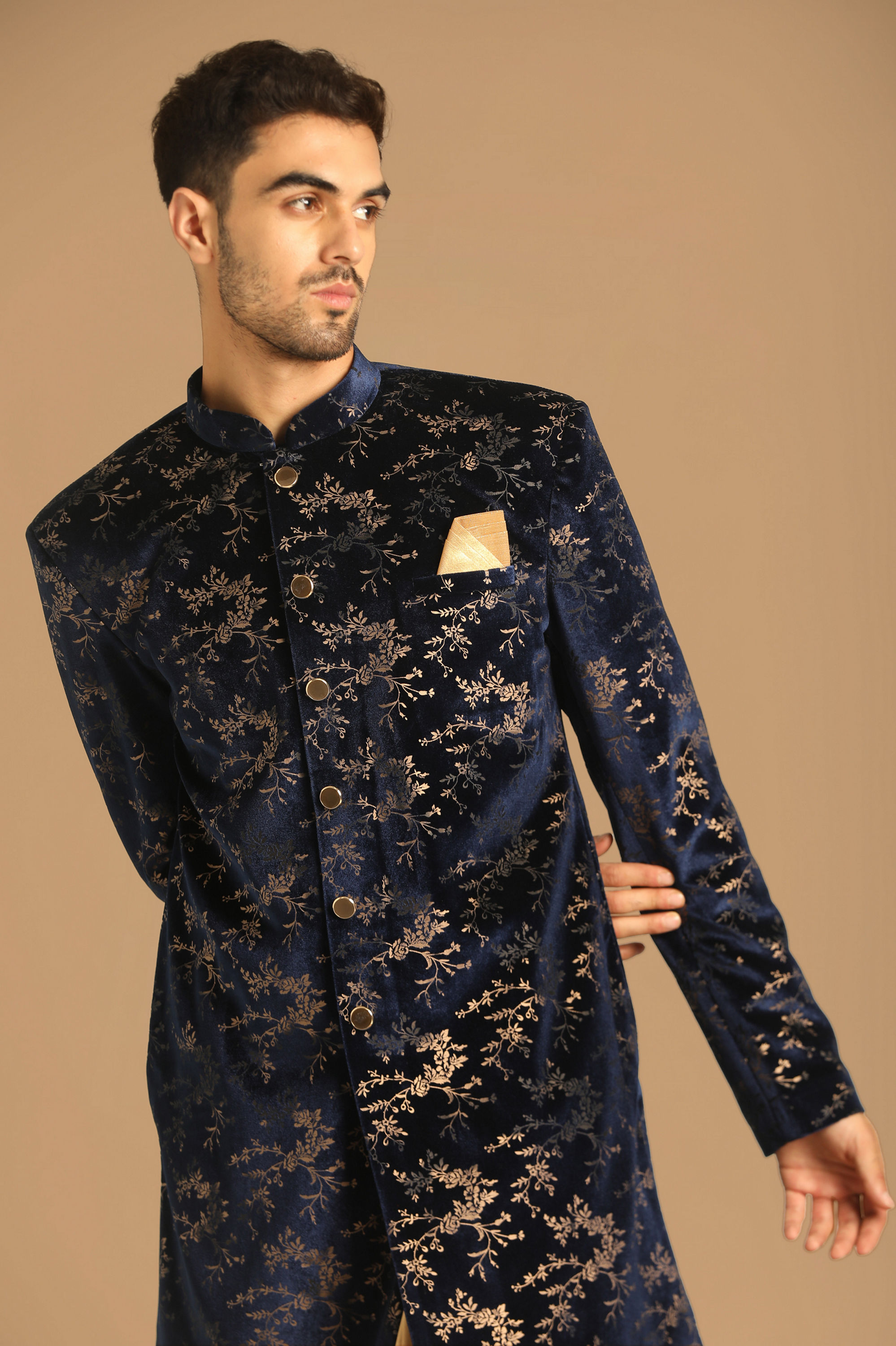 Manyavar Men Modish Blue Indo Western