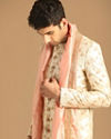 Manyavar Men Charismatic Fawn And Pink Sherwani