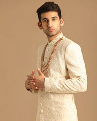 Manyavar Men Princely Cream And Gajaree Sherwani