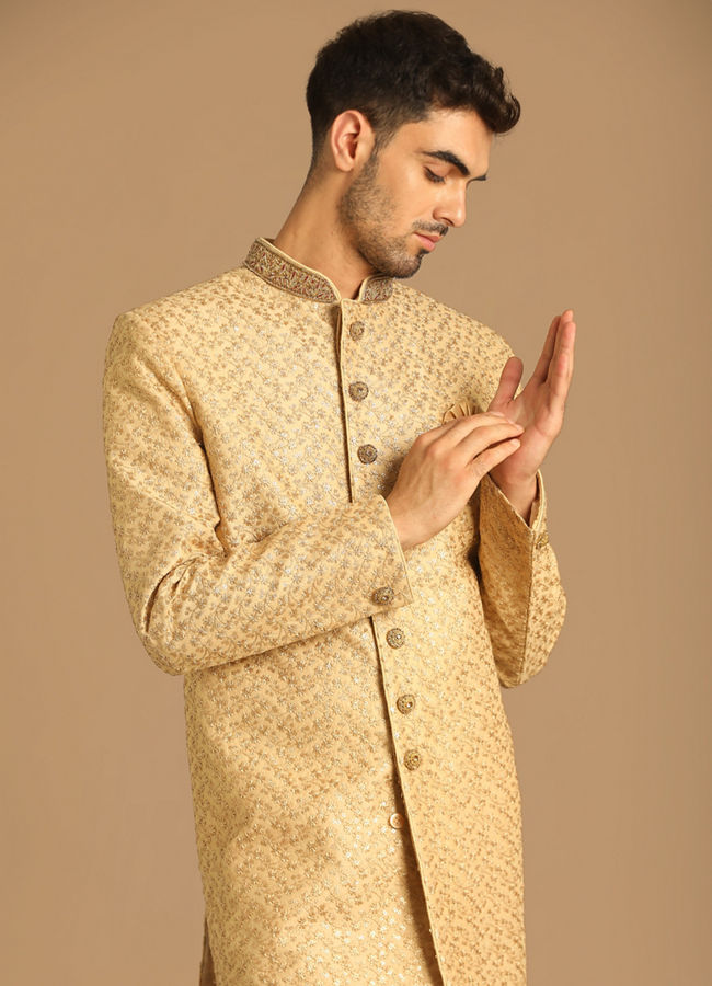 alt message - Manyavar Men Fabulous Fawn Sherwani image number 0