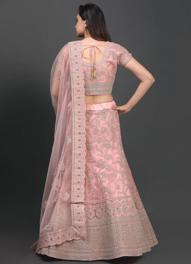 Mohey Women Exquisite Pink Bridal Lehenga