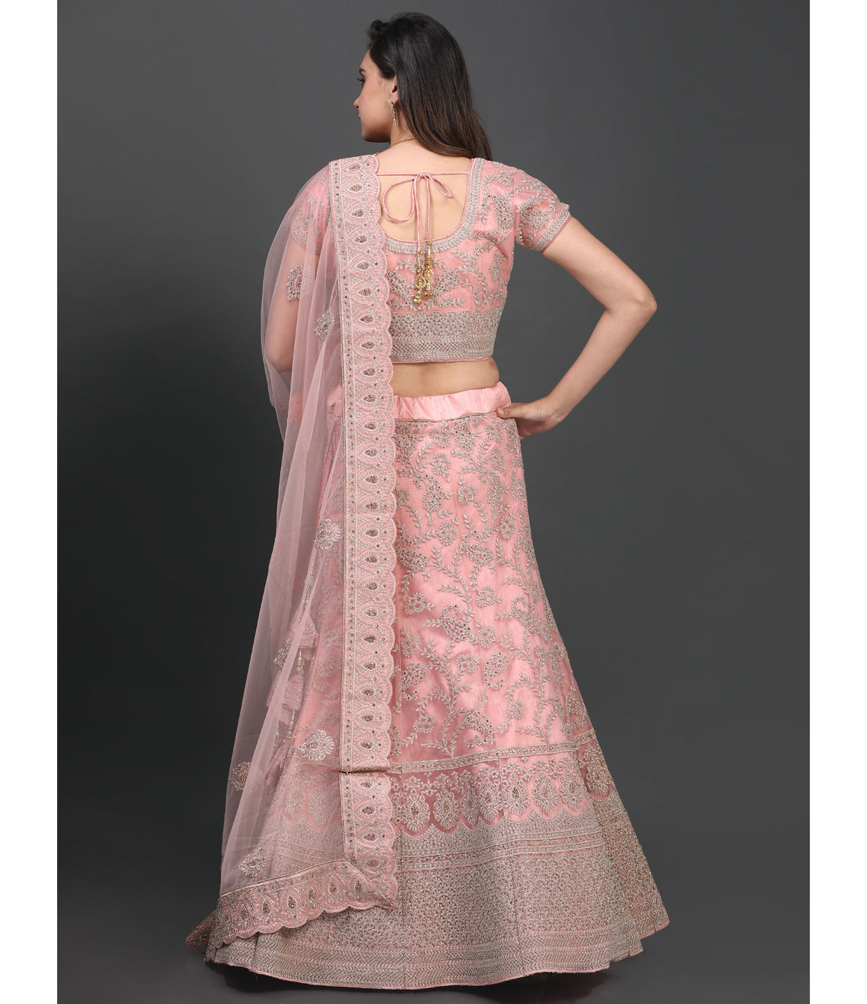 Mohey Women Exquisite Pink Bridal Lehenga
