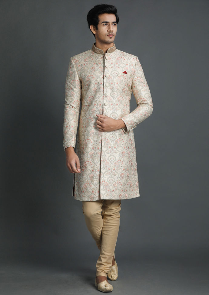 Twamev Men Marvelous Embroidered Sherwant Set