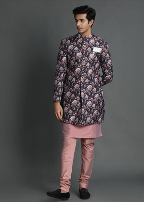 alt message - Manyavar Men Floral Indo-Western Set image number 2