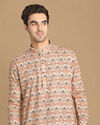 Manyavar Men Light Orange Printed Kurta