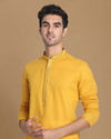 alt message - Manyavar Men Mustard Yellow Self Booti Kurta Set image number 0