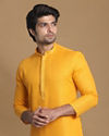 Manyavar Men Mustard Yellow Solid Kurta Pajama