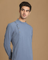 Manyavar Men Opal Grey Side Open Kurta