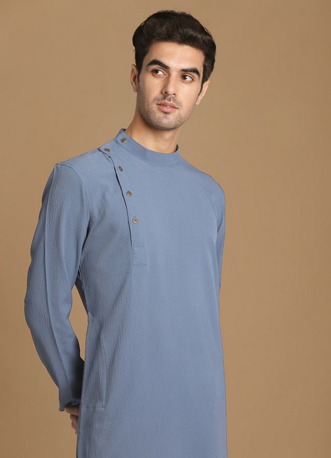 Manyavar Men Opal Grey Side Open Kurta image number 0