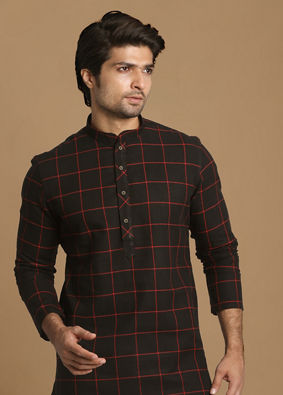 Manyavar Men Black Casual Kurta image number 0