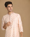 alt message - Manyavar Men Chanderi Pink Kurta Set image number 0