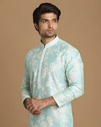 Manyavar Men Inimitable Bright Green Kurta Set