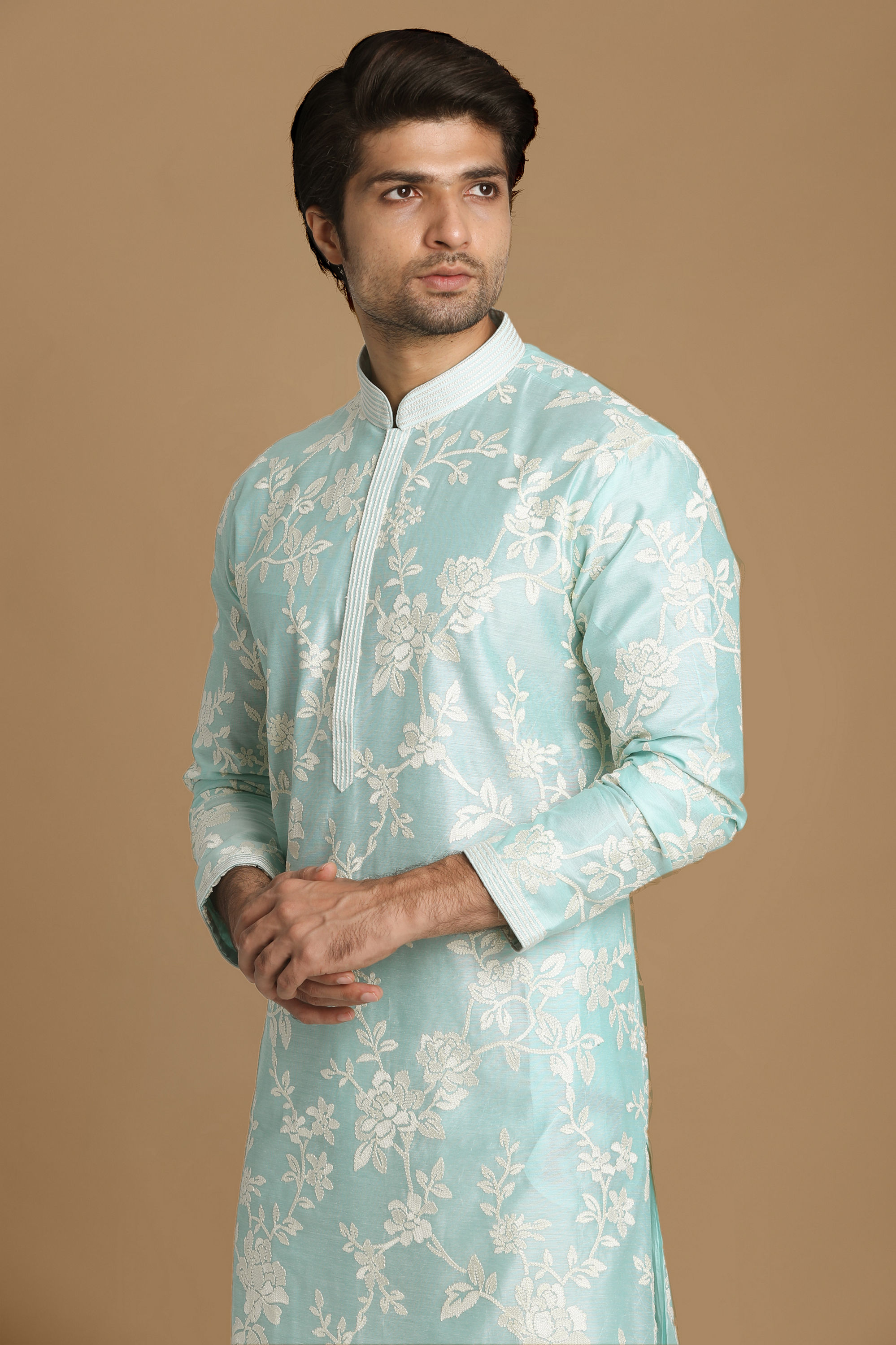 Manyavar Men Inimitable Bright Green Kurta Set