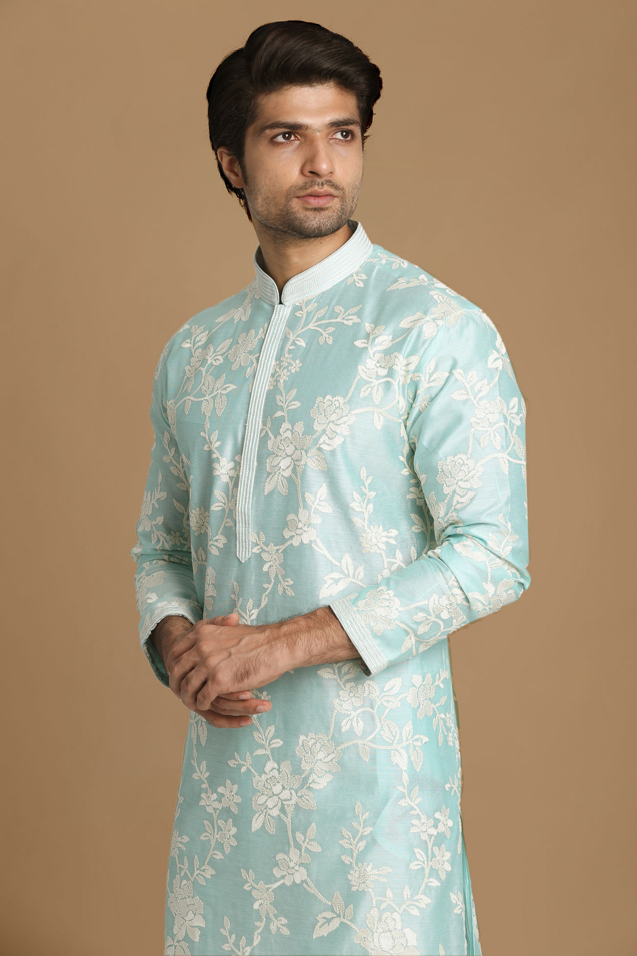 Manyavar Men Inimitable Bright Green Kurta Set