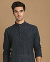 alt message - Manyavar Men Basic Blue Kurta image number 0