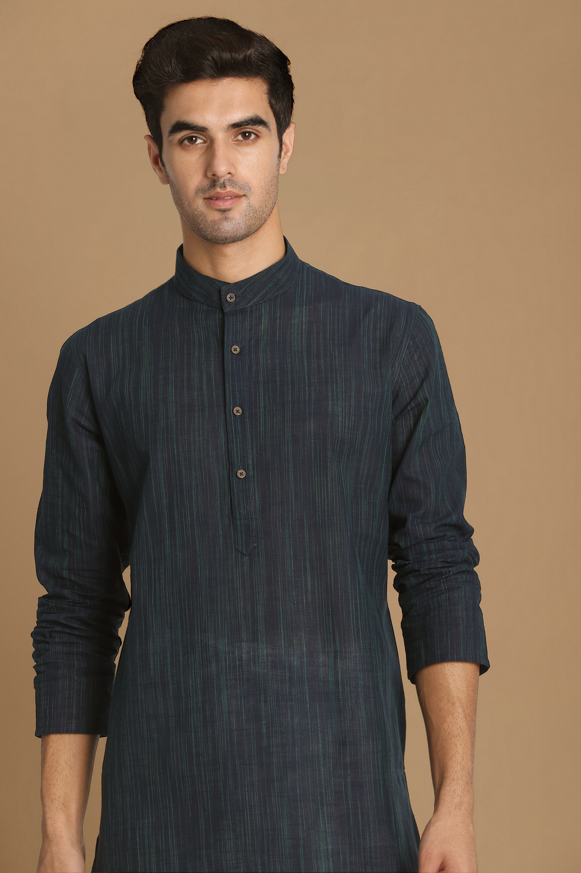 Manyavar Men Basic Blue Kurta