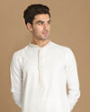 Manyavar Men White Self Design Kurta Set