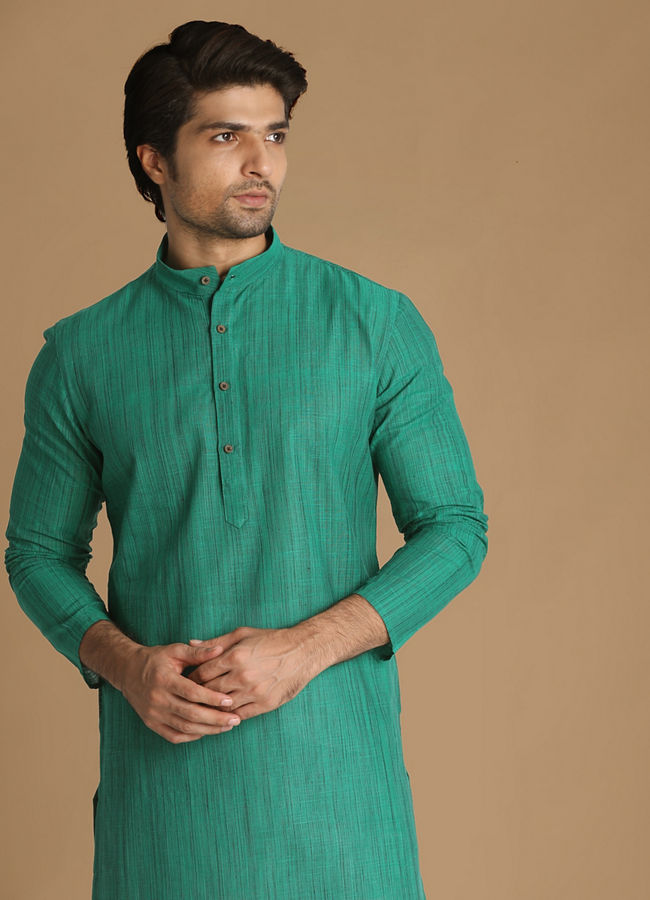 Manyavar Men Light Green Casual Kurta image number 0