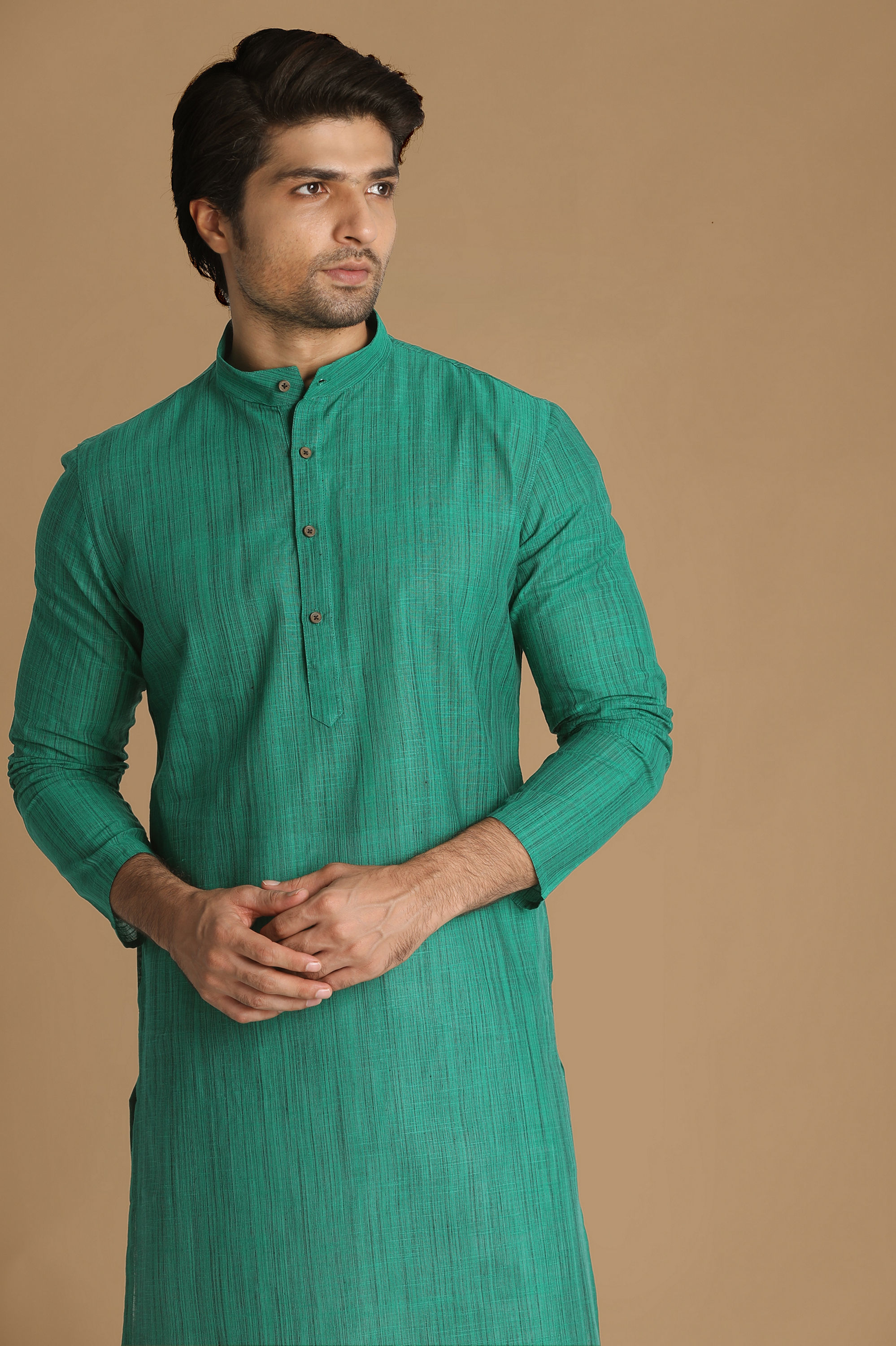 Manyavar Men Light Green Casual Kurta