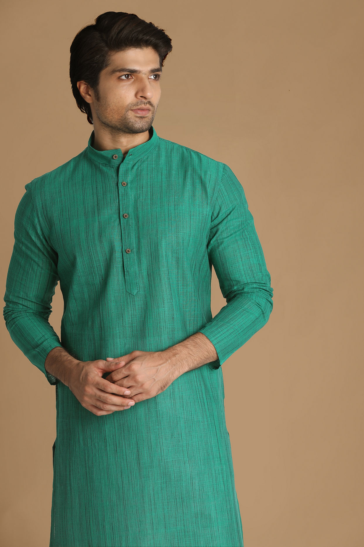 Manyavar Men Light Green Casual Kurta image number 0