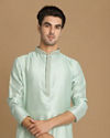 Manyavar Men Pastel Green Self Design Kurta Pajama