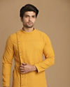 alt message - Manyavar Men Mustard Side Open Kurta With Chikankari Work image number 0