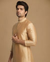 alt message - Manyavar Men Light Taupe Brown Solid Kurta Set image number 0