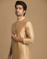 Manyavar Men Light Taupe Brown Solid Kurta Set