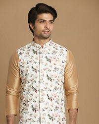 Manyavar Men Light Colored Floral Jacket