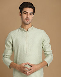 Manyavar Men Aqua Green Jaquard Kurta Pajama