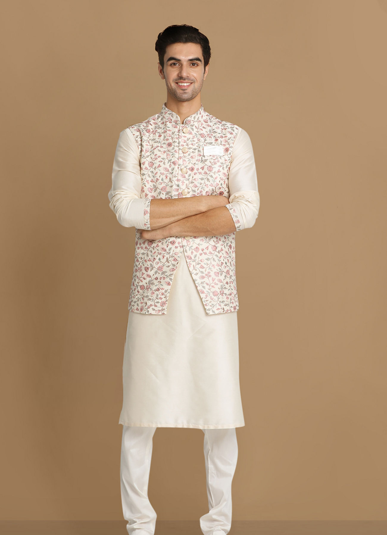 Manyavar Men Floral Embroidered Jacket