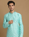 Manyavar Men Sea Green Jaquard Kurta Set