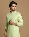 Manyavar Men Light Green Self Design Kurta Set