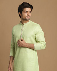 Manyavar Men Light Green Self Design Kurta Set