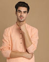 alt message - Manyavar Men Casual Light Pink Kurta image number 0