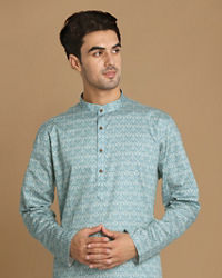 Manyavar Men Sky Blue Printed Kurta