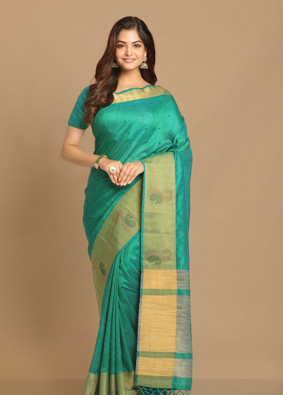 Mohey Women Sensational Sea Green Saree