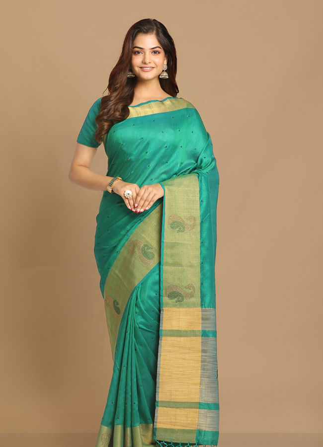 Mohey Women Sensational Sea Green Saree image number 0