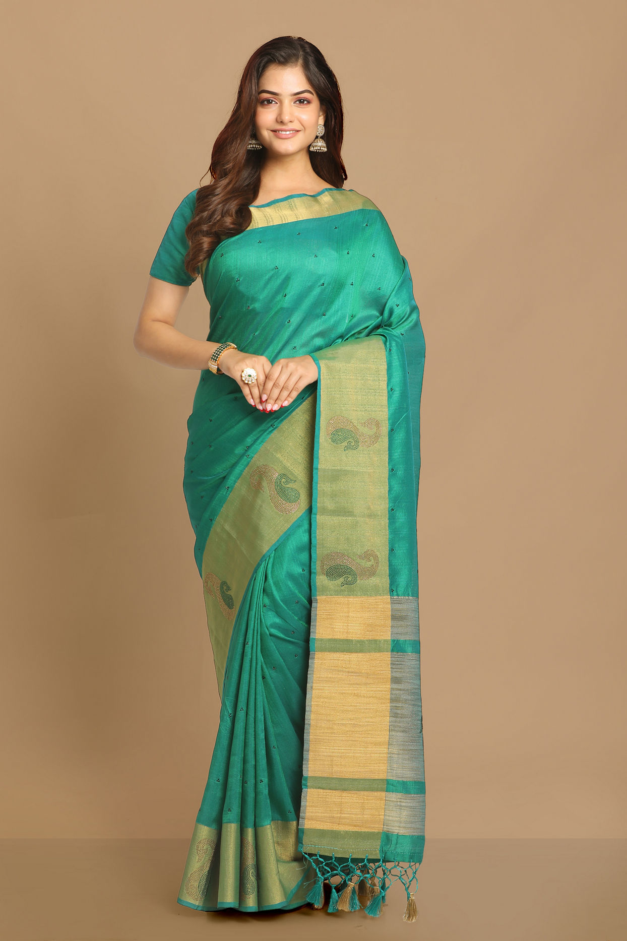 Mohey Women Sensational Sea Green Saree image number 0