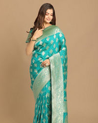 Mohey Women Sensuous Sea Green Saree