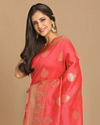 alt message - Mohey Women Pink Weaved Saree image number 1