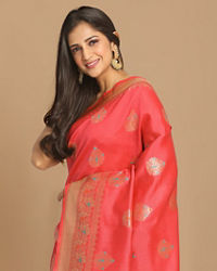 Mohey Women Pink Weaved Saree