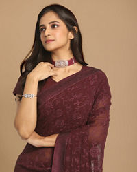 Mohey Women Coveted Wine Saree